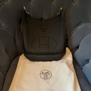 Hermes Evelyne TPM Black Leather Shoulder Bag